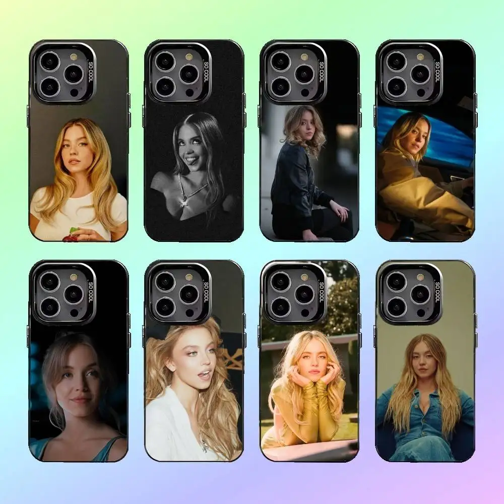 

Actor S-Sydney S-Sweeney Phone Case For iPhone17,16,15,14,13,12,11 Plus,Pro Max Colorful Silver Back Phone Case