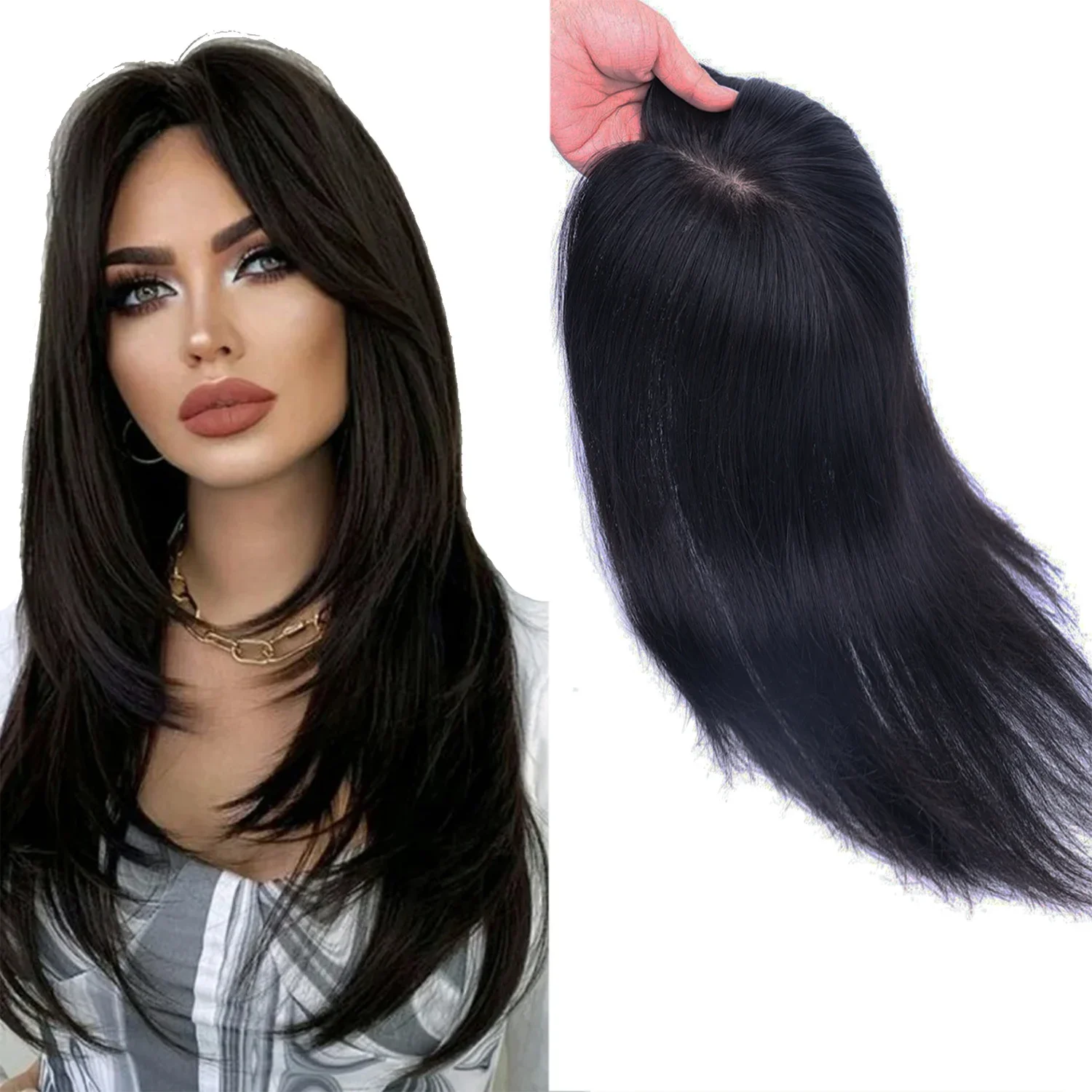 

Soowee Synthetic Hair Long Topper Invisible 3D Hair Toupees Hairpieces Top Hair Closures Clip In Hair Extensions