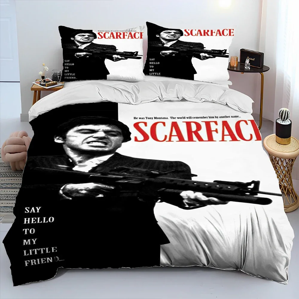 

3PCS Single-sided MovieScarfaceTony printed Bedding Sets Printed Duvet Cover Bedding Set Comfortable Breathable Comforter BedSet