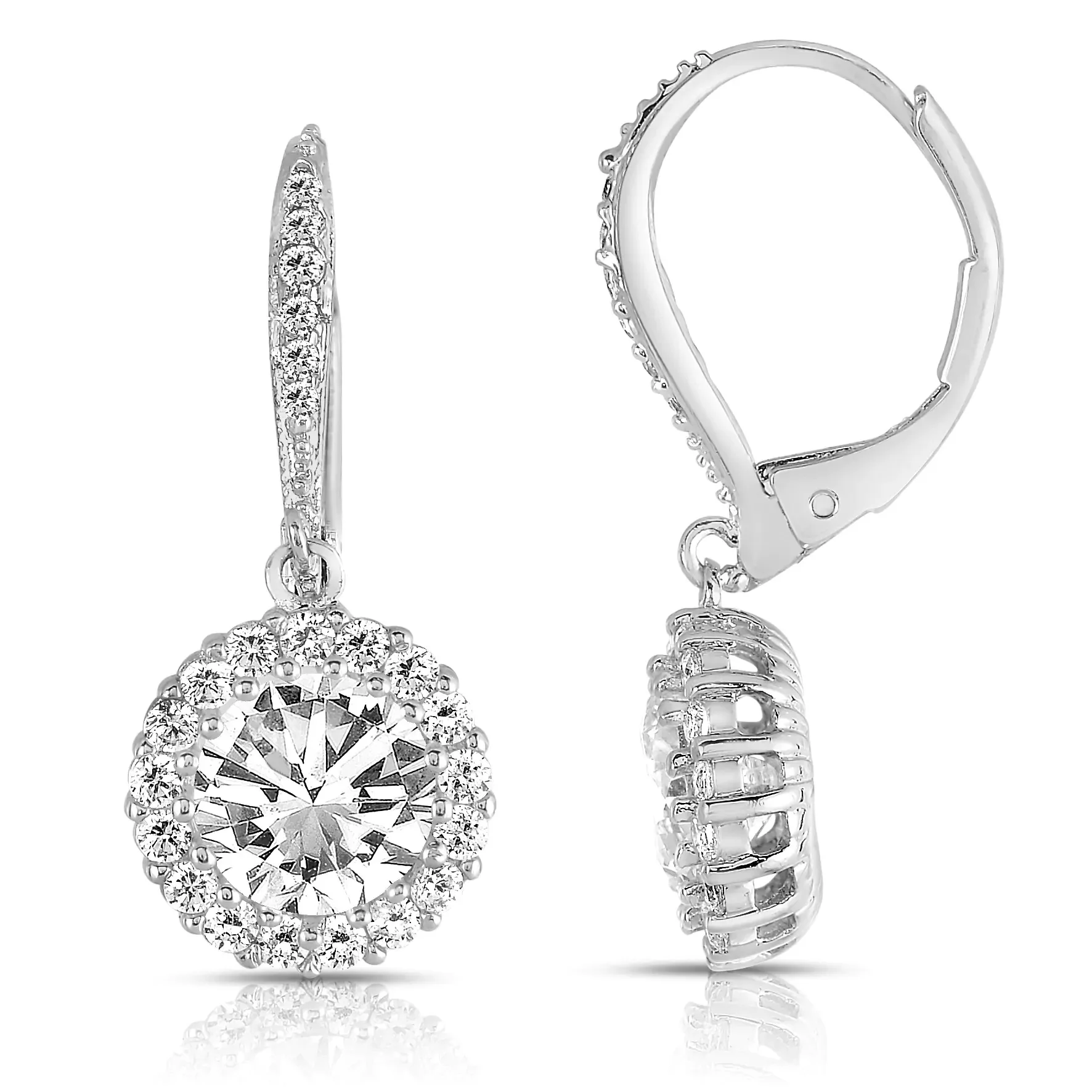 925 Sterling Silver New Eight Hearts Eight Arrows Round Full Diamond Zircon Earrings