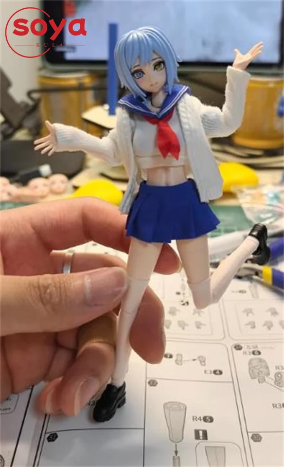 1/12 スケール女の子セーラー服 JK プリーツスカート制服靴付き服