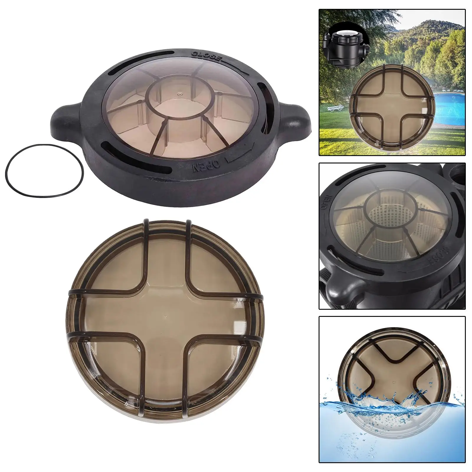 Pool Strainer Lid, Thread Strainer Cover Replacement Accessories, above Ground Swimming Pool Pump Strainer Lid for 72744, 72743