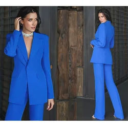 Solid Color Women's Suits Blazer Single Breasted Peaked Lapel Fashion 2 Piece Jacket Pants Set Slim Fit Blazer Office Clothing