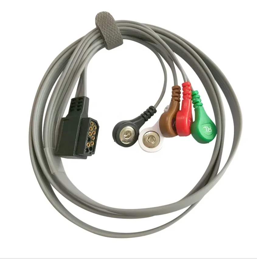 Compatible HP Digitrak Plus 24 Hour Holter 3100A 5-Lead ECG leadwires  Snap AHA