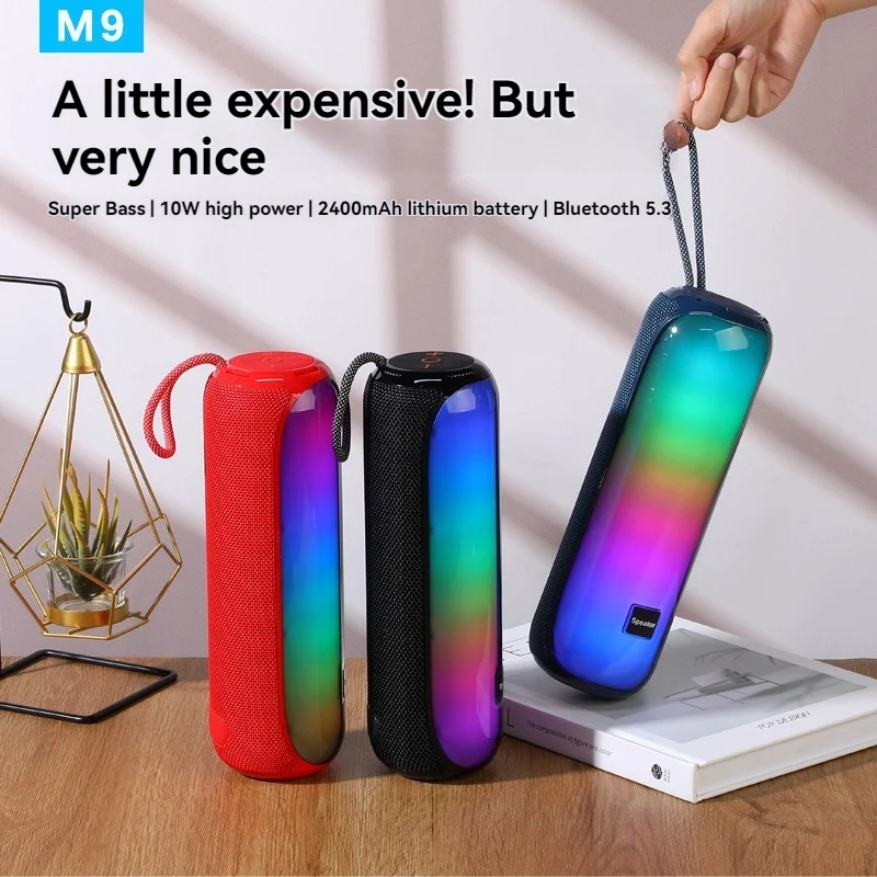

M9 Bluetooth Speaker with RGB Lighting, High-Power Portable Wireless Speaker with Super Bass for Indoor/Outdoor Use