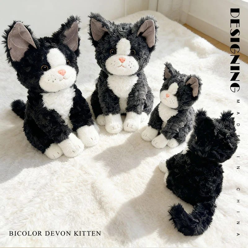 Black cat plush doll detail