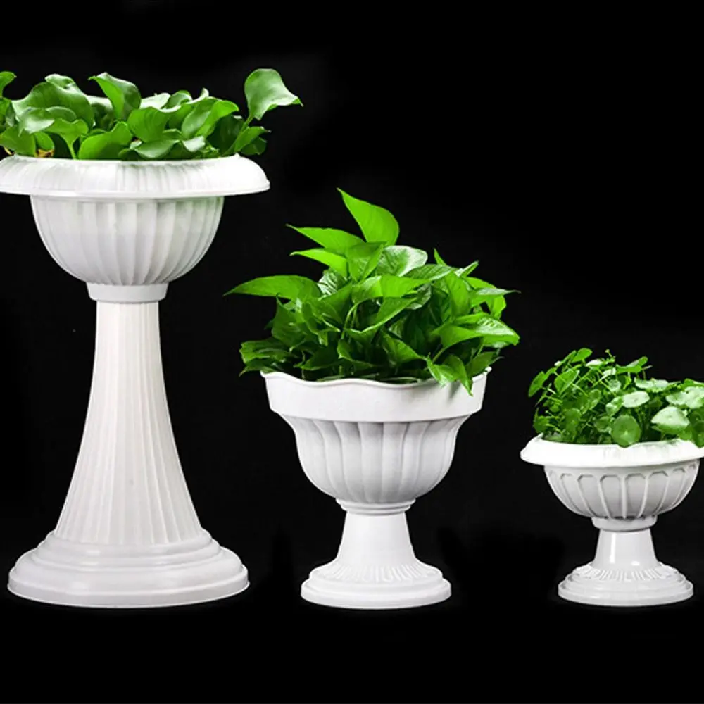 White Roman Plant Flower Pot Plastic Retro Flower Planter Romantic Succulent Plant Flower Container Tabletop Ornament