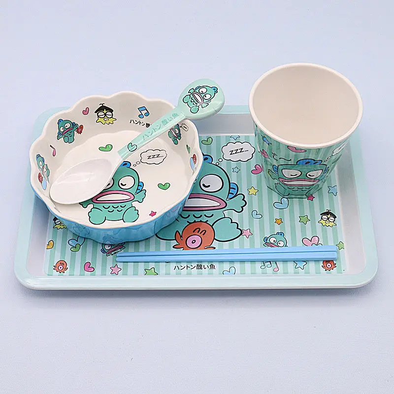 Cartoon Sanrio Tableware Hangyodon Anime Cute Kawaii Kitchen Set Large Tray Lace Bowl Plate Fruit Salad Storage Toys Girls