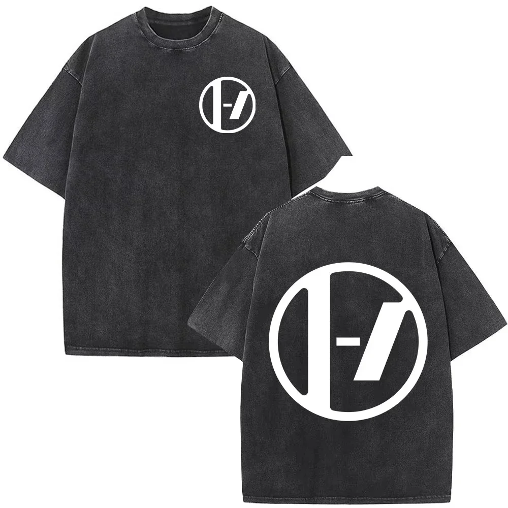 Twenty One Pilots Vintage Washed T-shirt Women Men Fashion Hip Hop T-shirts Cotton Casual Oversized T Shirt Streetwear Tops Tees