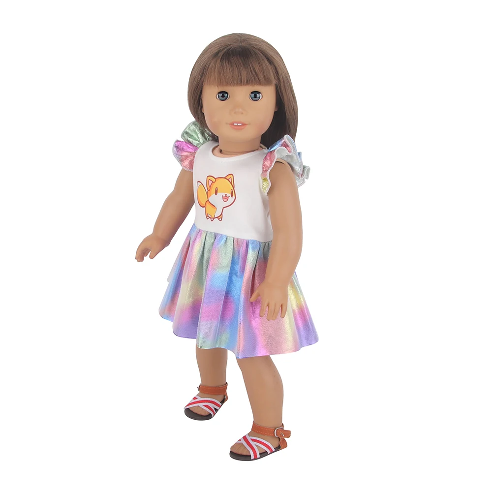 18 Inch American Doll Clothes Mix & Match Outfits, Rainbow Dress, Hoodie Jacket & Casual Tops for 43cm Reborn Baby Girl Dolls