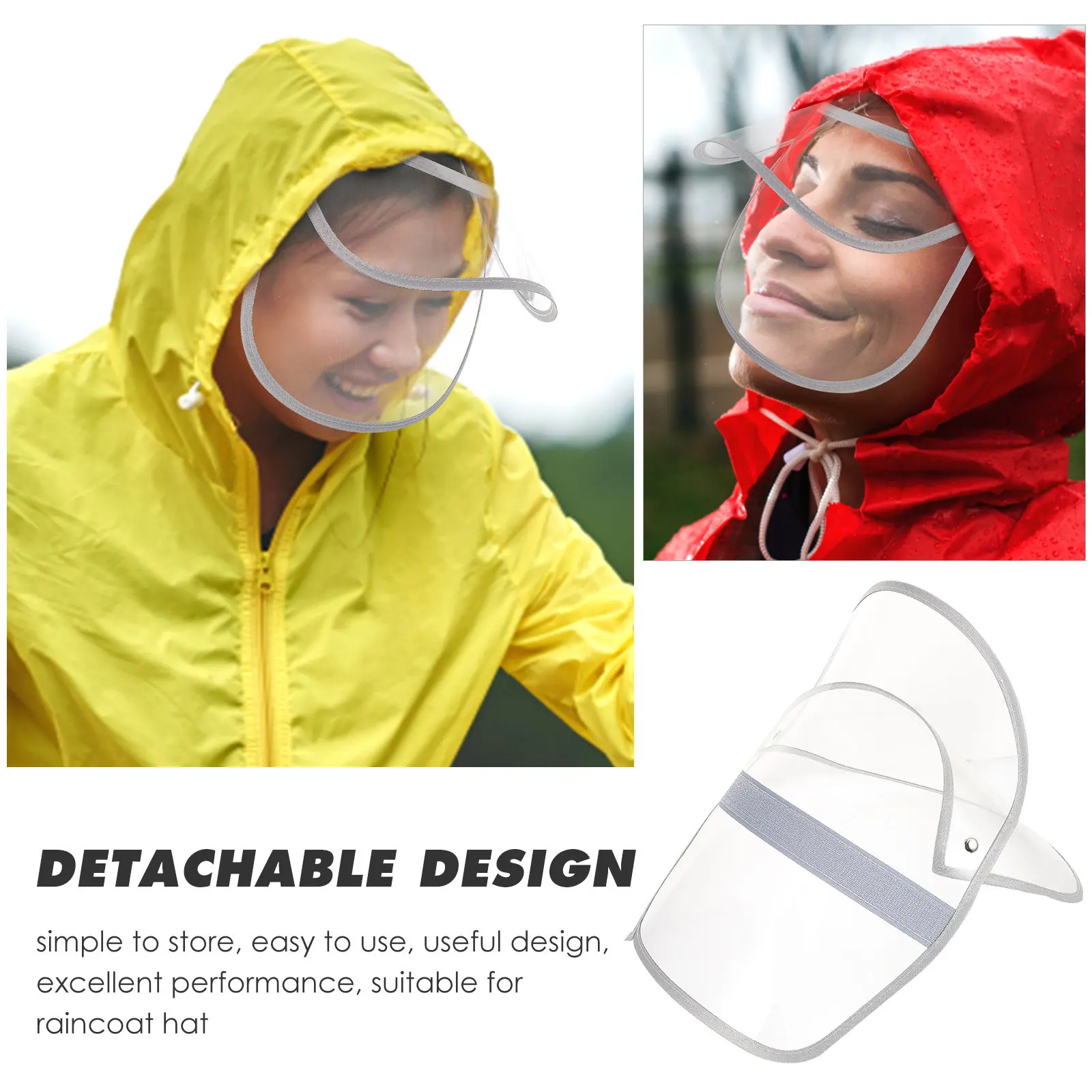 

Raincoat Hat Shield Waterproof Raincoat Hat Brim Shield Visor Detachable Rain Poncho Hat Face Cover Cap Clear Raincoat Face Mask