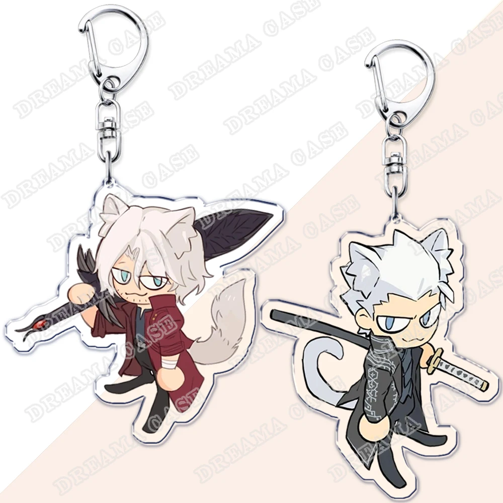 Cute Demon Video Game Chibis Keychains for Accessories Bag Dante Vergil Nero Sparda Lady Trish V Keyrings Jewelry Gaming Gifts