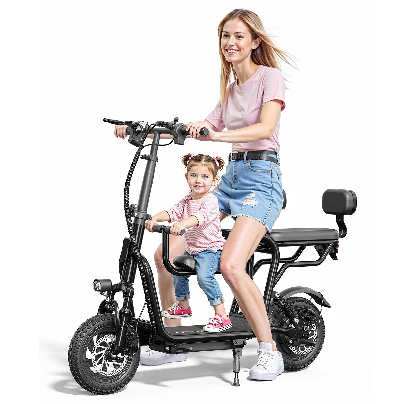 48V Electric Scooter with Seat for Adults Electric Scooter with 750W Peak Power Motor 18.75 MPH 20 Mile Range, Dual Disc Brakes
