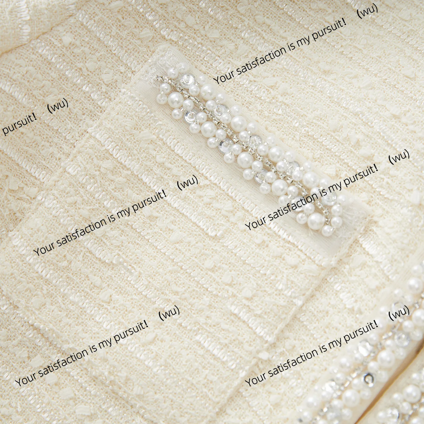 25111202-Heavy Industry Light Luxury Thousand Gold Wind White Moonlight Xiaoxiang Set Jacket + Skirt Handmade Nail Beads Autumn
