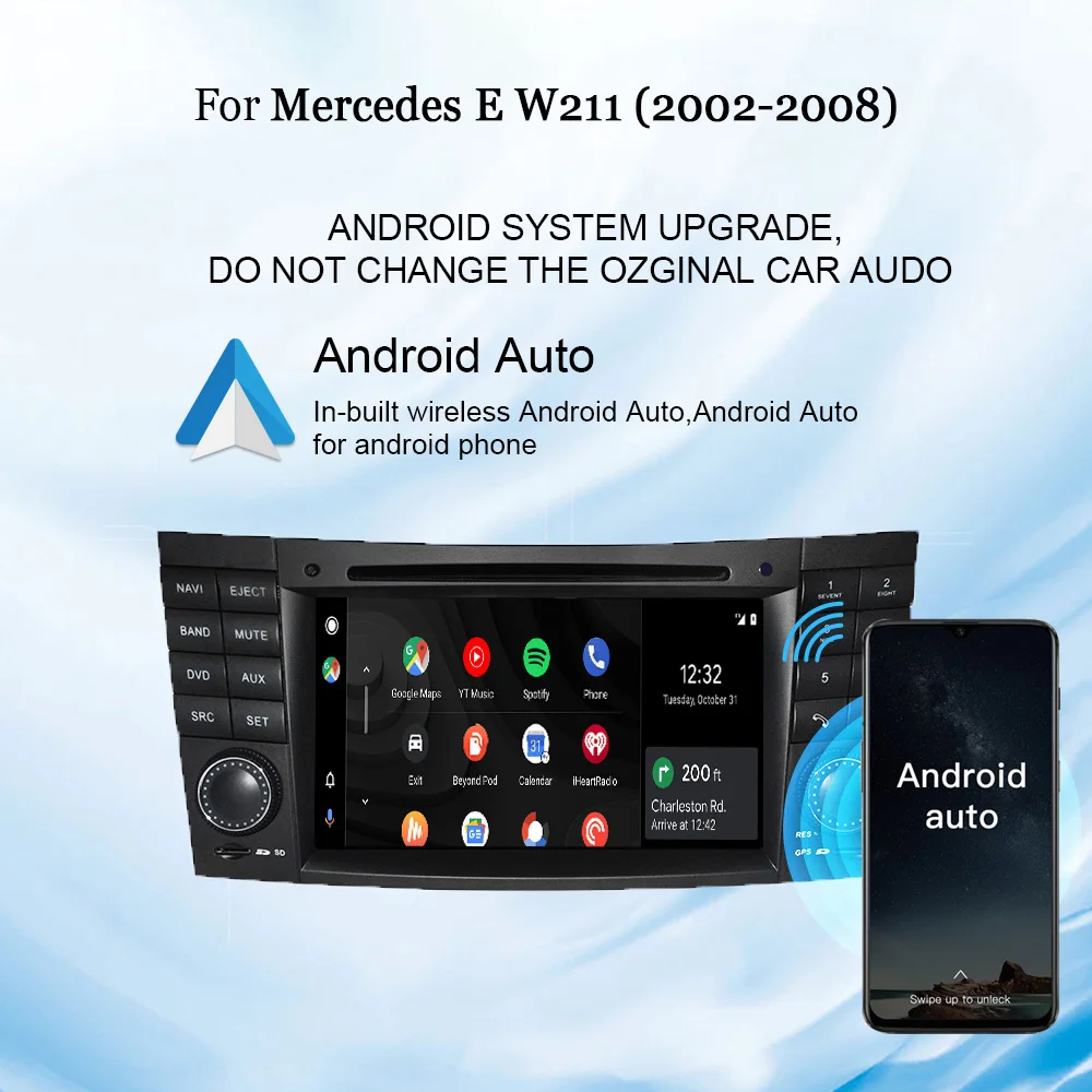 Android Head Unit Mercedes W211 Radio Carplay Screen Android Mercedes Cls W219 Android Auto Mercedes W463 G Class Screen Stereo