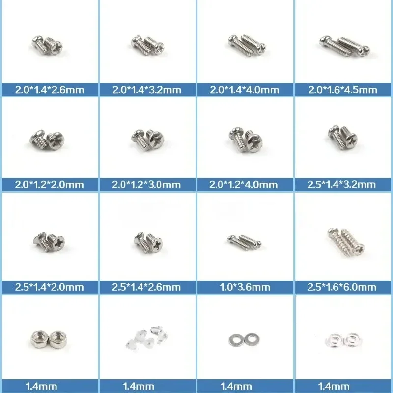 Reparaturset für Brillen und Sonnenbrillen: Schraubendreher, Schrauben, Muttern, Nasenpads und Optische Teile im Sortiment – Detail 9