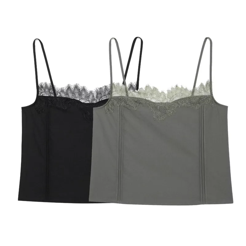 

Hollow Out Vest Tops&Tees Summer Eur Ru Us Sexy Lace Edge Slim Camisole Top Casual Solid Temperament Camis Strapless Vest New