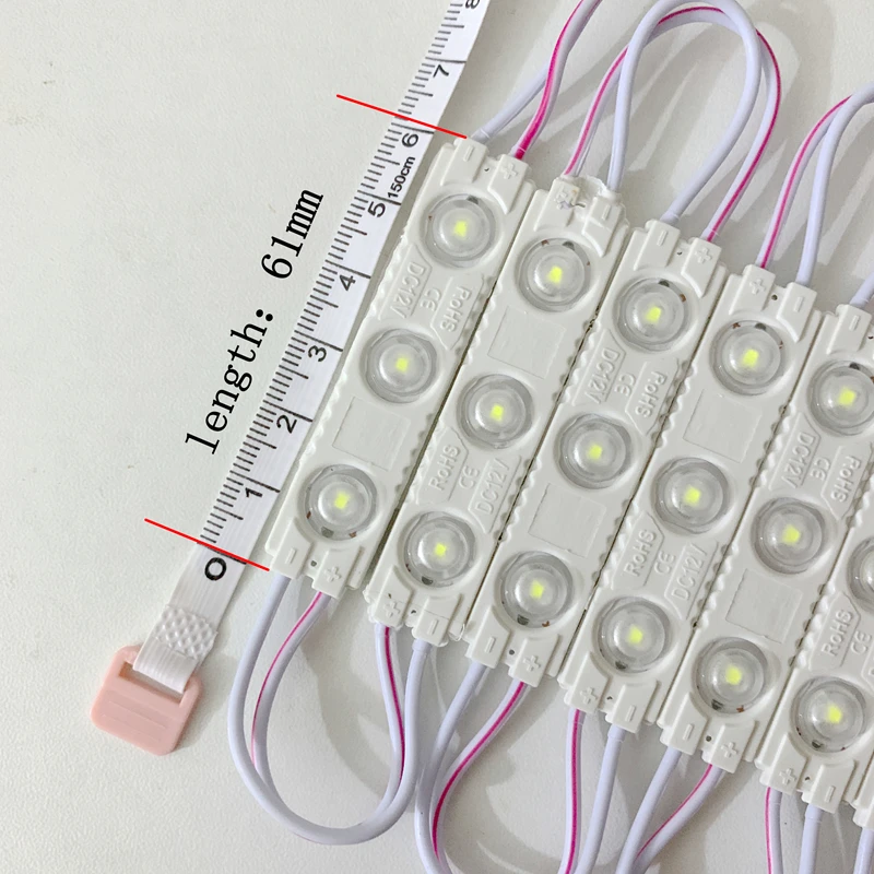 200pcs DC 12V Daylight White 1.5W Injection LED Module Backlight 2835 SMD Waterproof Decorative Light for Letter Sign Advertisin