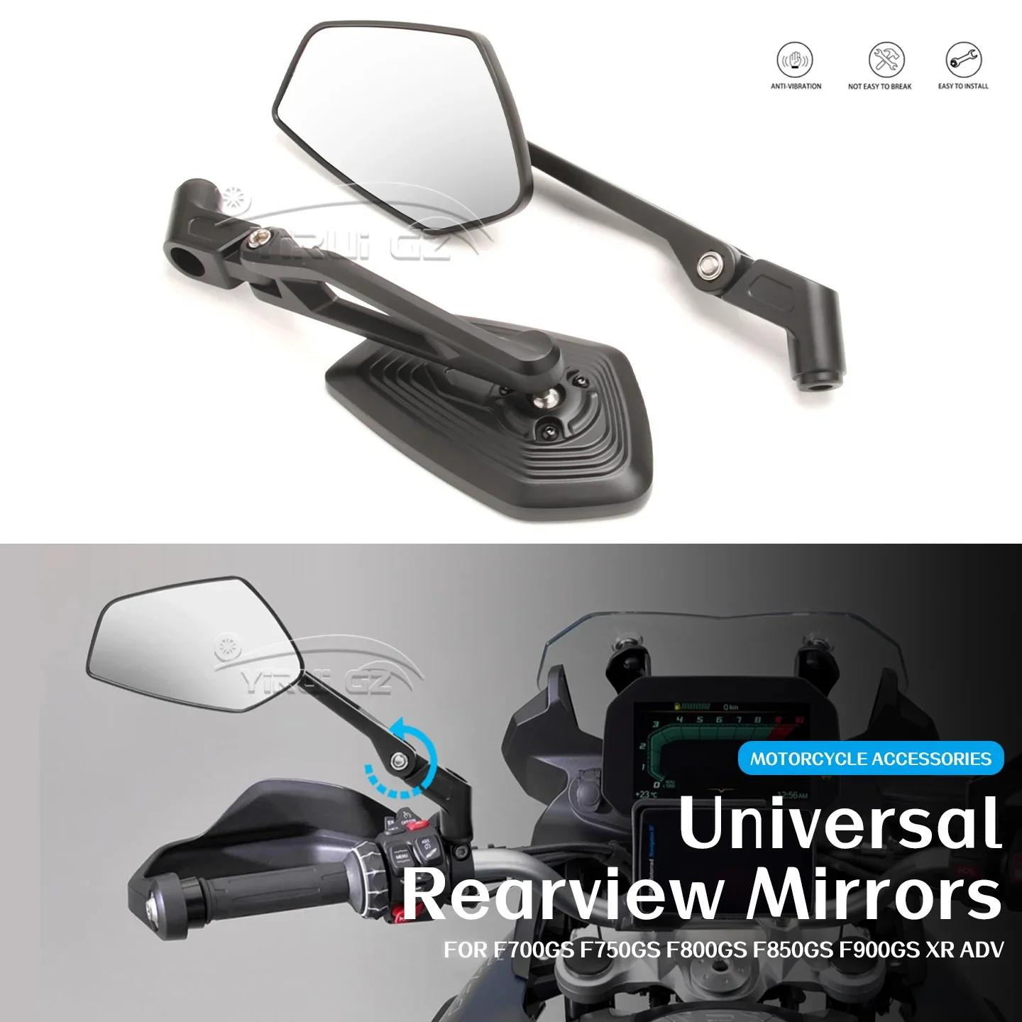 

Motorcycle Rearview Mirror Aluminum Adjustable Side Rear View Mirrors For BMW F700GS F750GS F800GS ADV F850GS ADV F900 GS ADV/XR