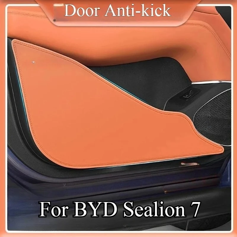 

For BYD Sealion 7 Sea Lion 07 EV 2024 2025 Car Door Anti-kick Protector PU Leather Anti Kick Mat Pad Accessories