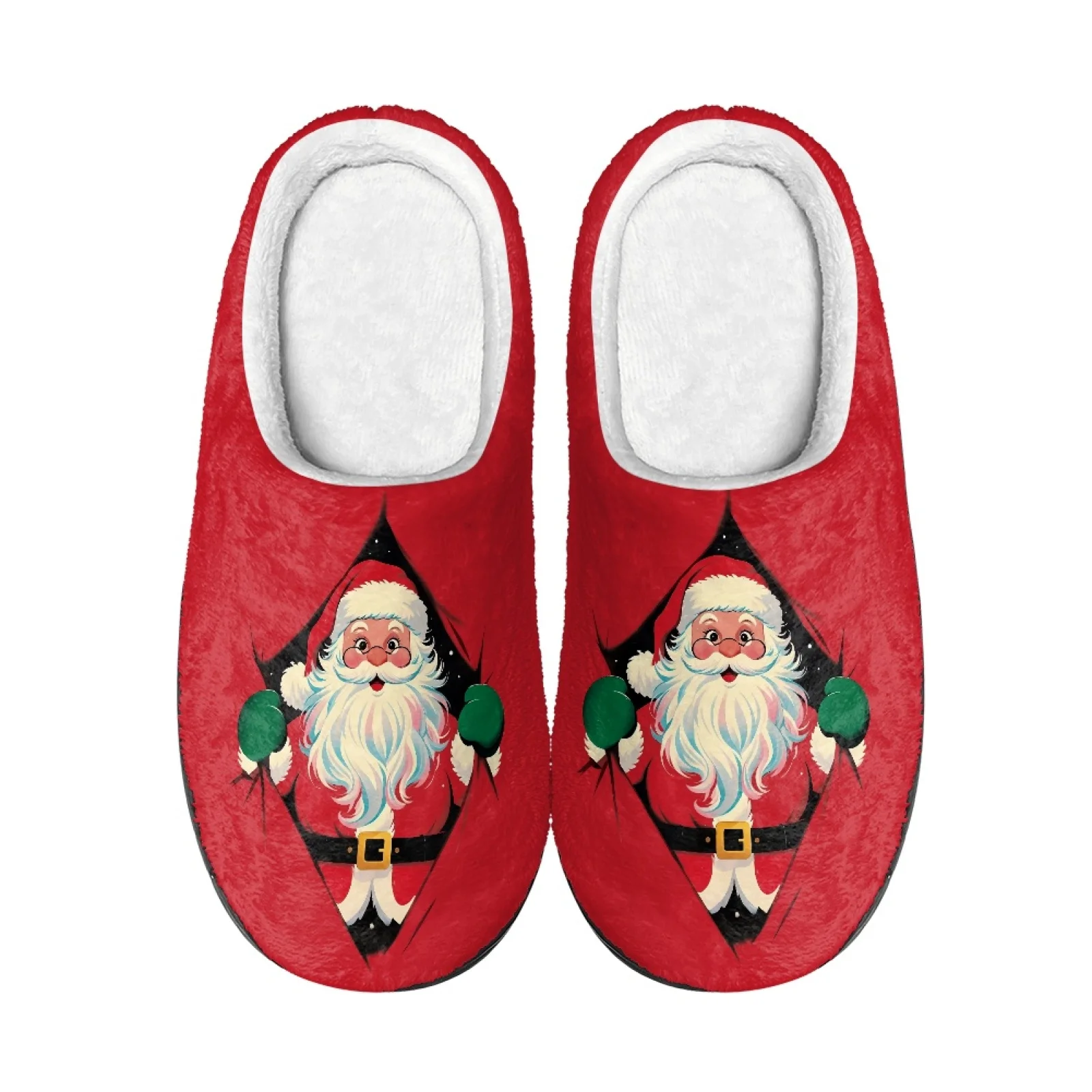 

Women's 2025 Christmas Santa Claus Winter Slippers Warm Cotton Indoor Bedroom Plush Slides Shoes Comfortable Home Footwear