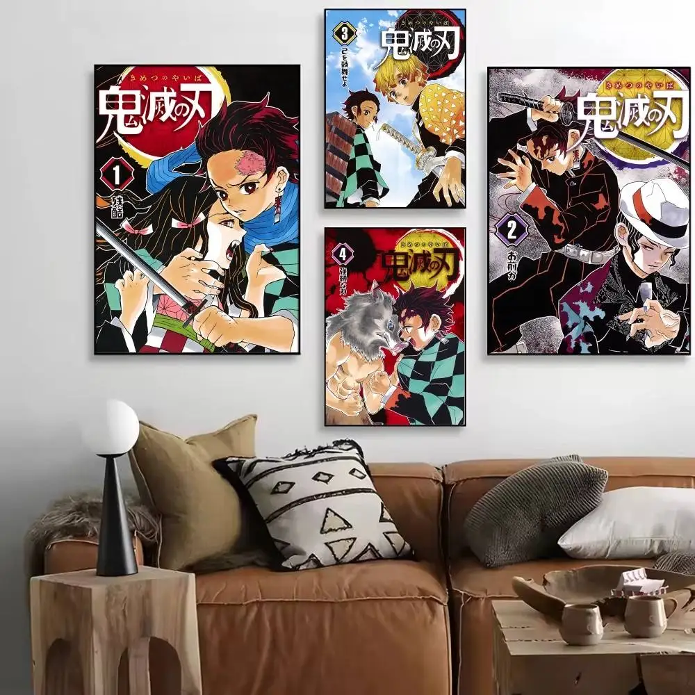 Japanese Hot Anime D-Demon Manga S-Slayer Posters HD Print Vintage Wall Art Decor for Home Study Room
