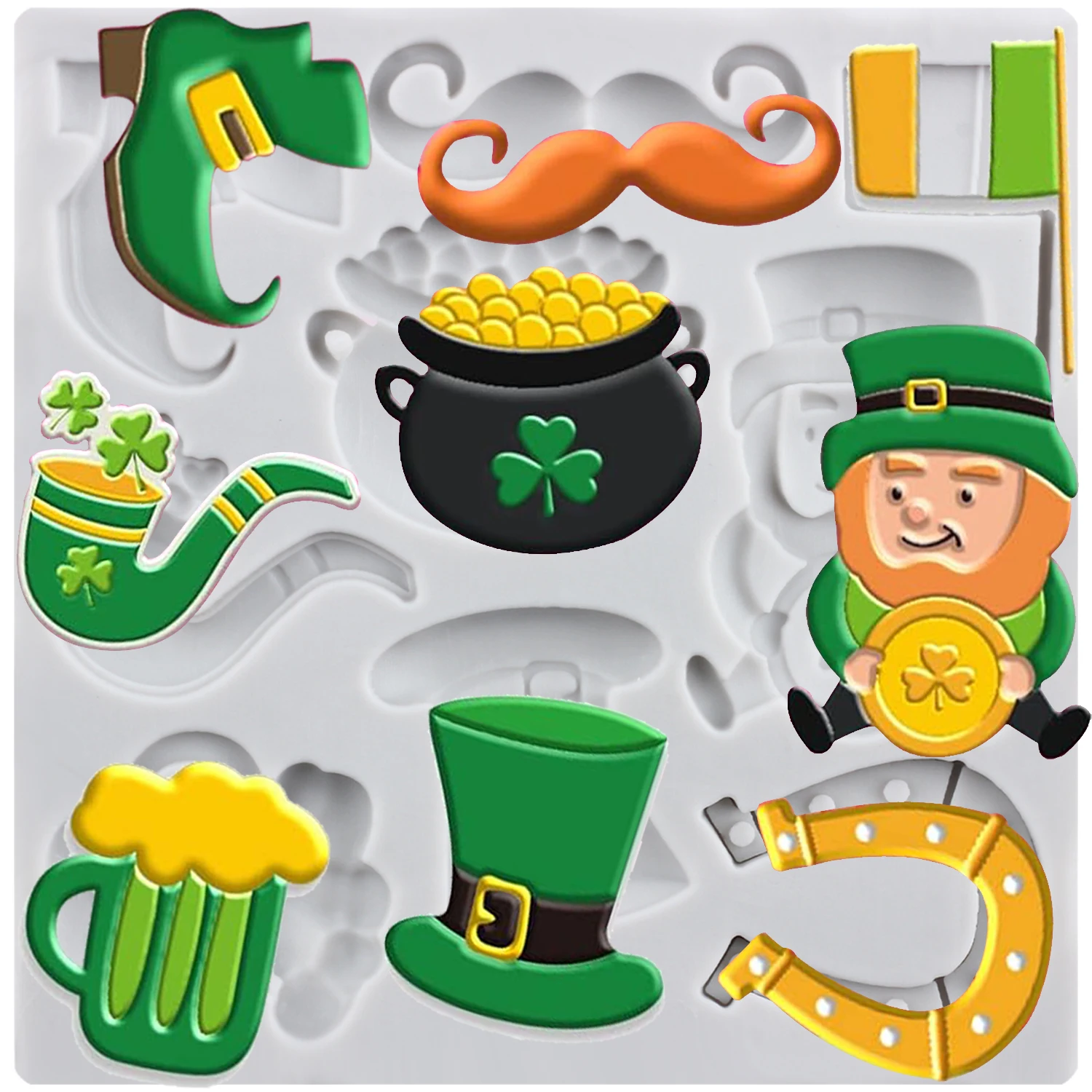 St. Patrick's Day Silicone Molds Shamrock Hat Fondant Cake Decorating Tools Cupcake Topper Candy Craft Gum Paste Polymer Clay