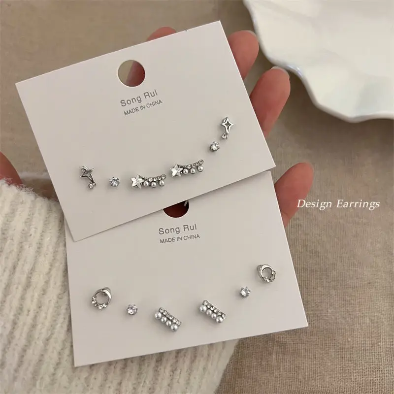 

925 Sterling Silver Zircon Stud Earrings Geometric Minimalist Cool Tone Petite Adjustable Backs Stackable Jewelry Gift for Women