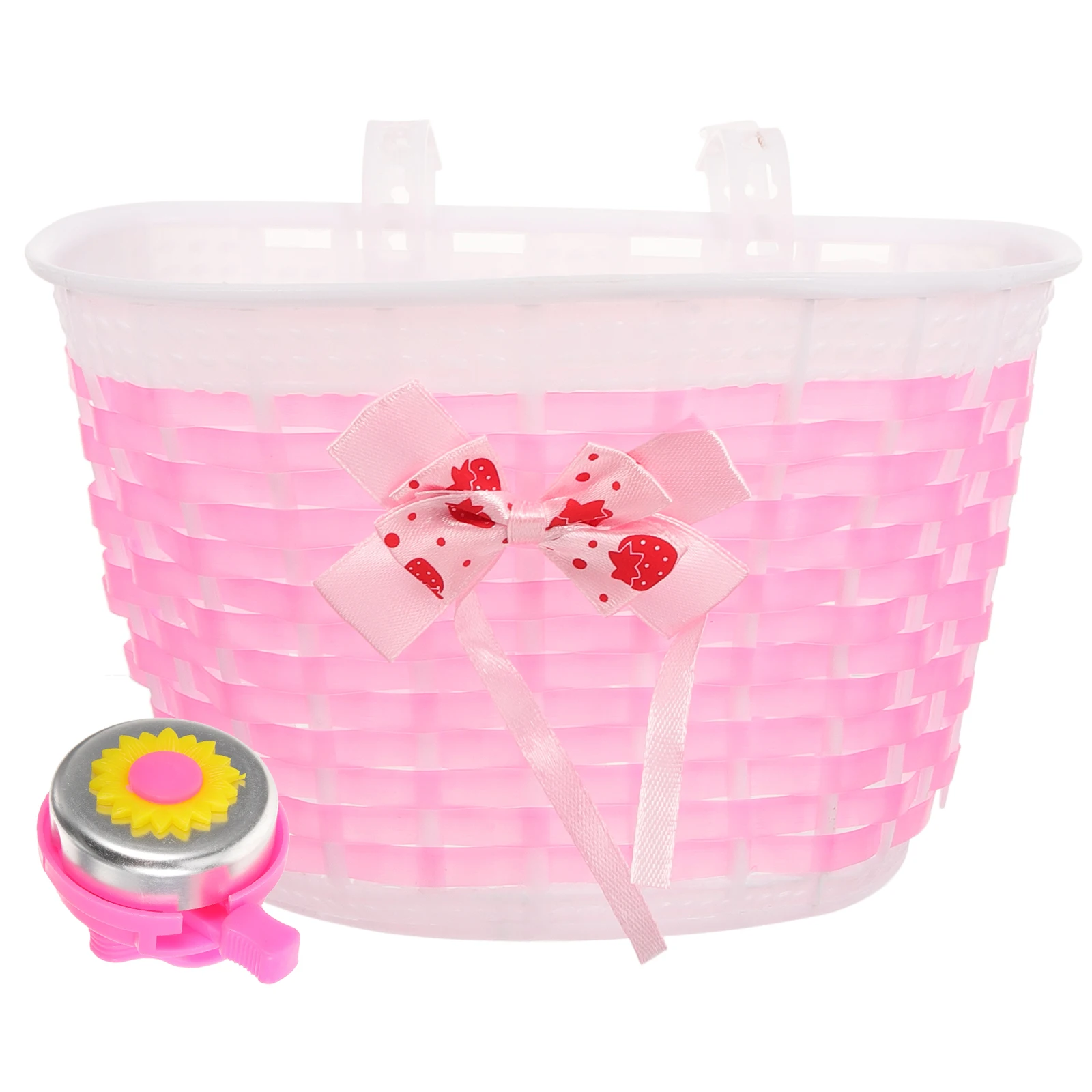 

1 set Kids Bike Basket Pink Bell Durable Wear-resistant Long-lasting Easy Install Disassemble Storage Scooter Cycling Supplies