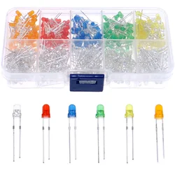 500pcs 3mm LED Diode Assorted kit mixed color Red Green Yellow Blue White Orange