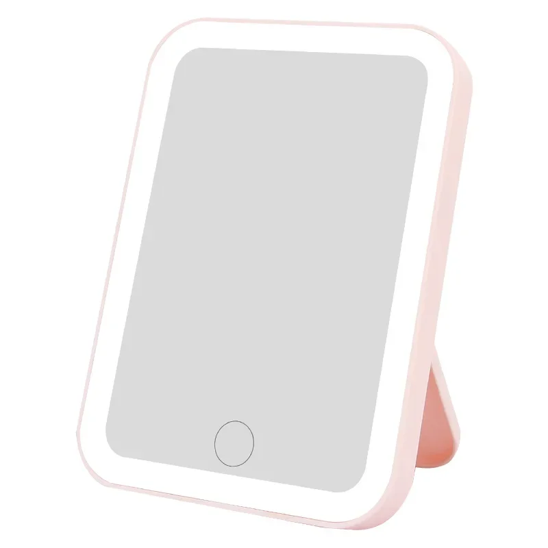 3-Farben-LED-Kosmetikspiegel mit Touchscreen, wiederaufladbarer USB-Dimm-Make-up-Spiegel, tragbar