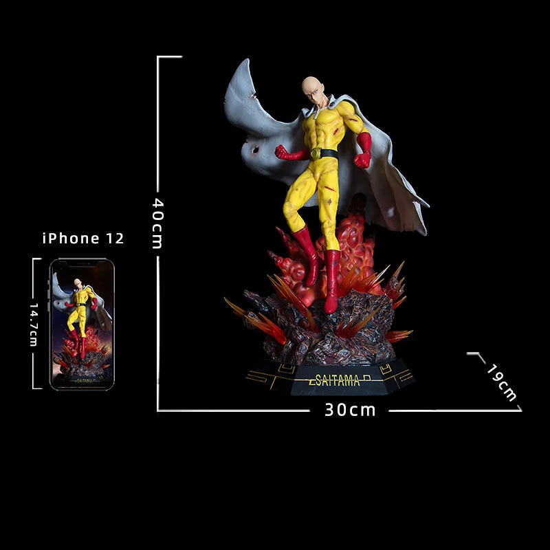 One Punch Man Anime Figure Super Large 40cm Gk Model Lk Saitama Can Emit Light Giant Statue Ornament Birthday Gift Toys