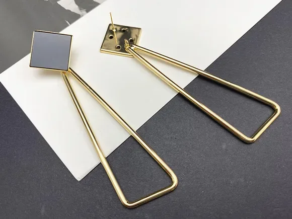 European and American retro Hong Kong style super long geometric atmosphere earrings female