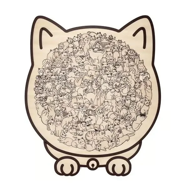 135 Pcs Cat Shaped Puzzle Pieces with Cat Outline Frame Birthday Gift Interior Decoration Cute Home Decor Items for Cat Lovers