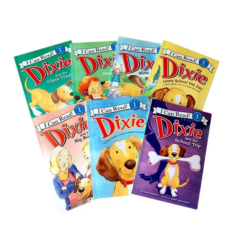 7 books/Set  I Can Read Dixie dog Kids classical story books children Early Educaction English picture Stories reading Book