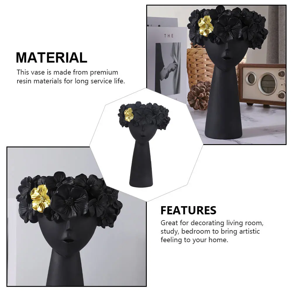 

1Pcs Nordic Style Decor Resin Vase Creative Artistic Design for Home Desktop Flower Arrangement Holder Chic Craft Living Room
