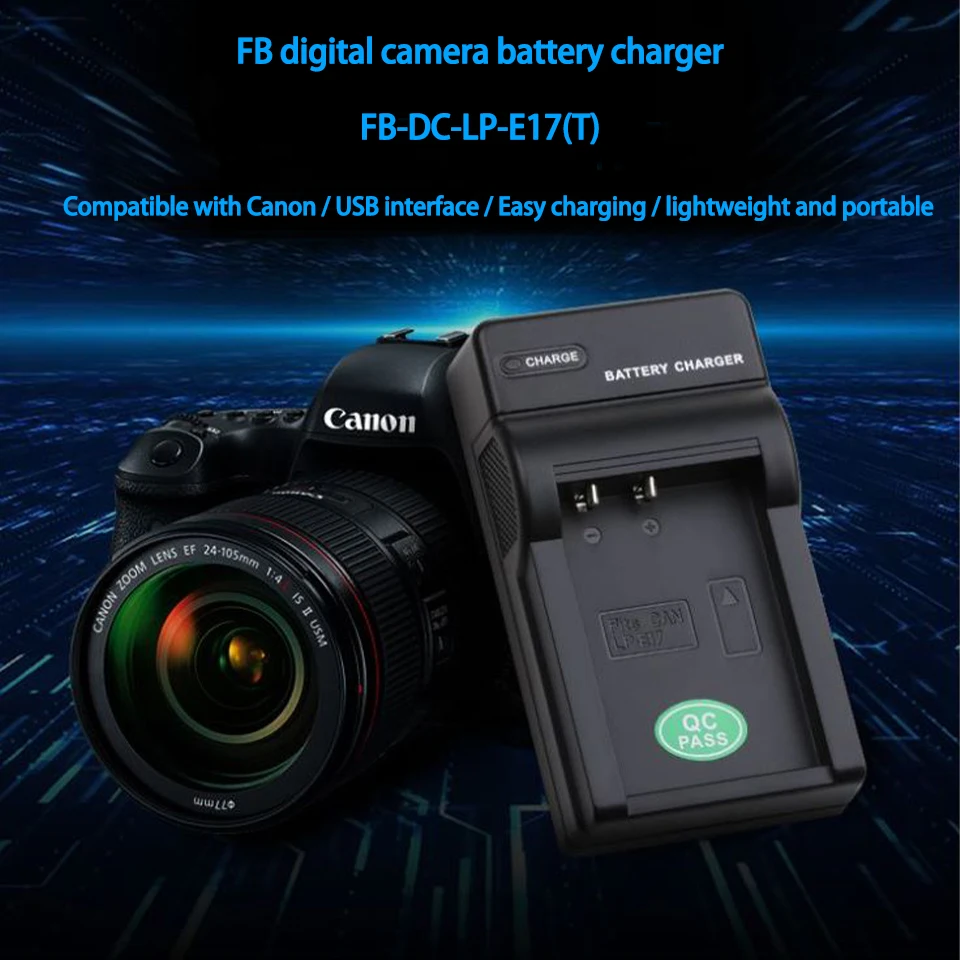 FB LP-E17(T) Single Slot Micro USB Input Port Lightweight Portable Camera Battery Charger Compatible with Canon