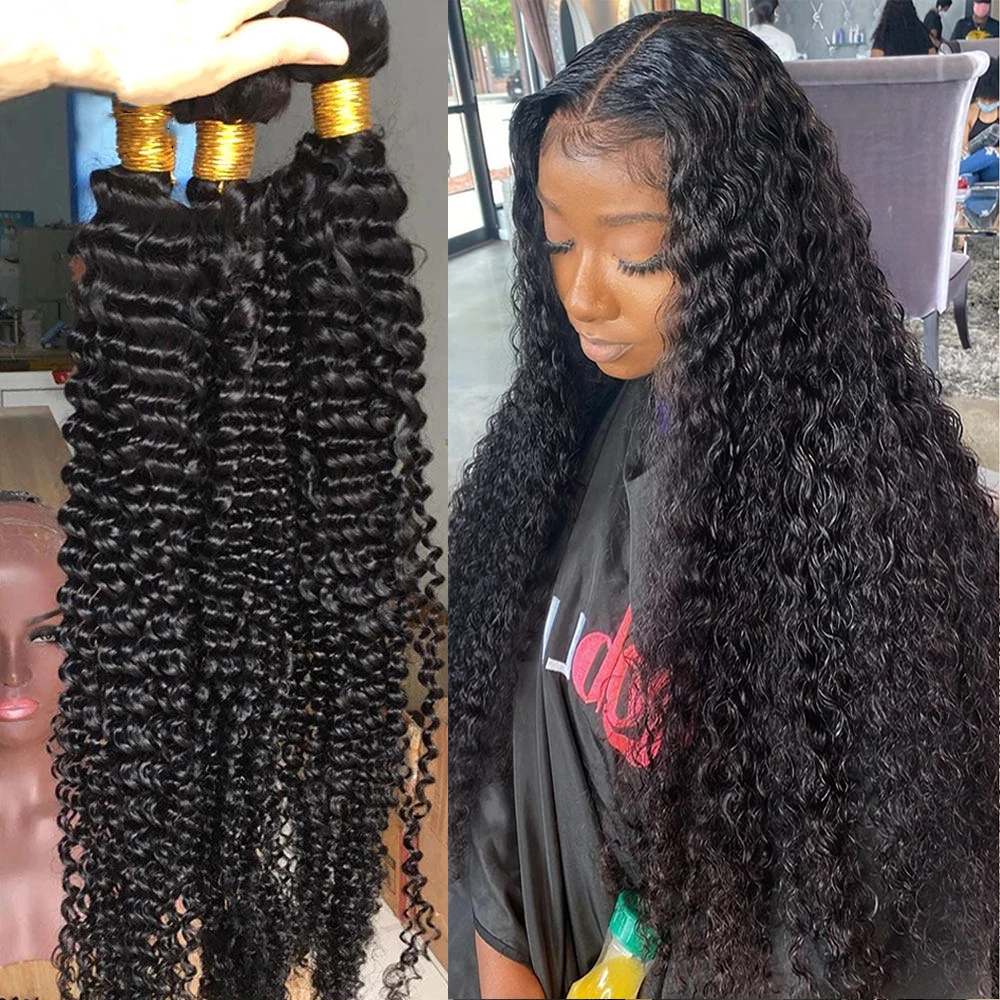 Deep Wave 3 Bundles Brazilian Hair Weave Bundles Raw Curly Human Hair Bundles Water Wave Bundle Remy Virgin Extensions 30 inches