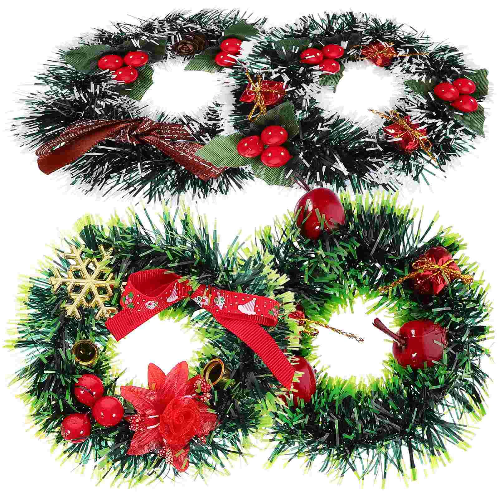 4 Pcs Plant Outdoor Christmas Lights for House Tree Rings Tapers Pine Wreath