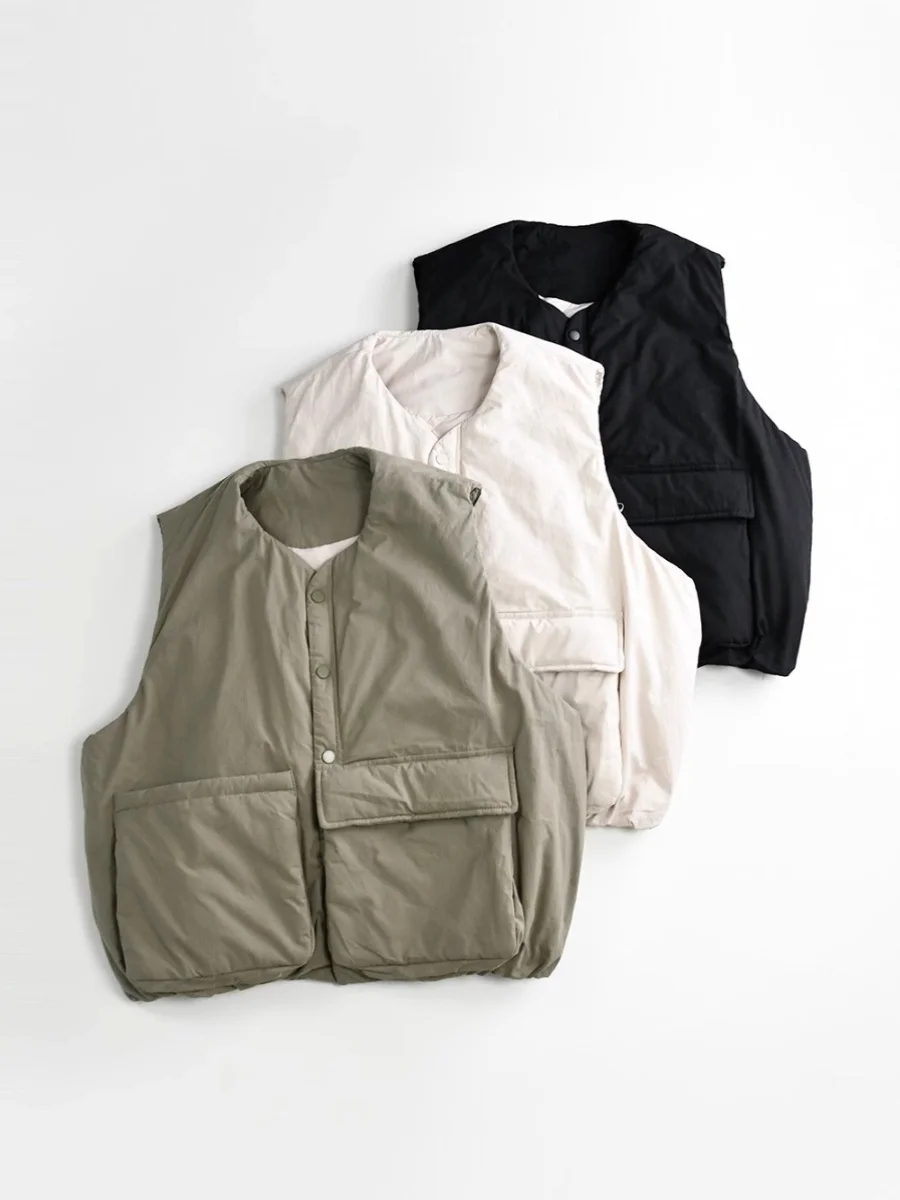 Luźna, obszerna bawełniana kamizelka Jaet, koreański styl, damski top, casualowy, swobodny, zimowy płaszcz bawełniany w stylu artystycznym, moda 2025.