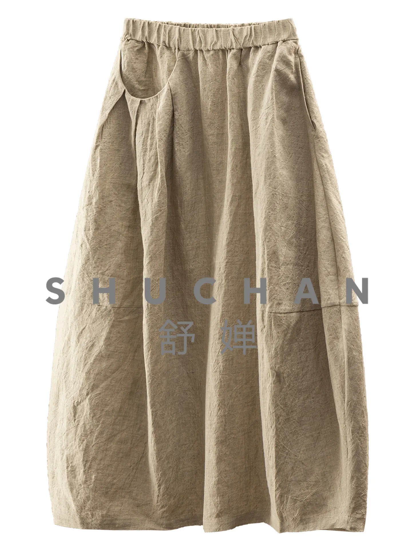 

Loose Tone, High-quality European Standard Linen Elastic Waist Bud Skirt Female 35L1 Skirts for Women