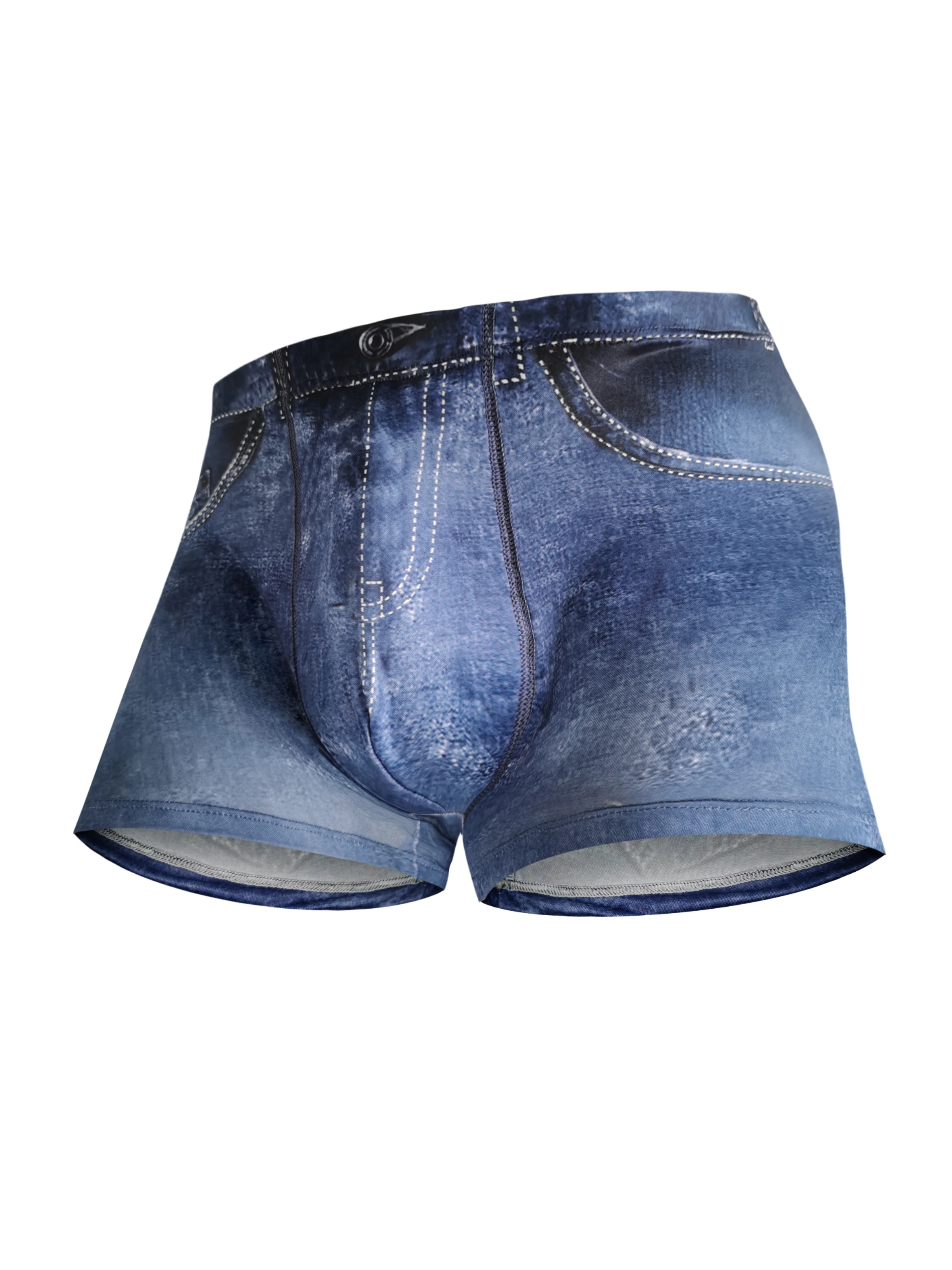 2 Pack Men's Denim Print Boxers - Faux Pockets, Ice Silk, Seamless - Stretch & Breath - Daily/Active/Home
