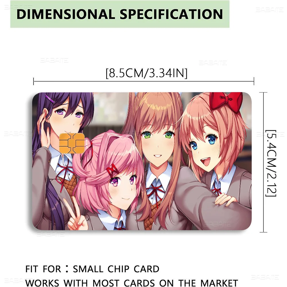 Doki Doki Credit Card Skin Stickers For VISA Bank Bus Metro Access Card Protective Film Cover Sticker Decal Women