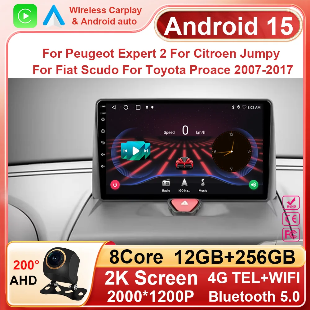 Car Radio Carplay For Peugeot Expert 2 For Citroen Jumpy For Fiat Scudo For Toyota Proace 2007-2017 Android Auto Navigation GPS