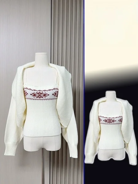 

Вязаный жилет больших размеров и модный комплект из двух предметов для женщин больших размеров: топ и нижняя одежда. Новинка весна-осень.