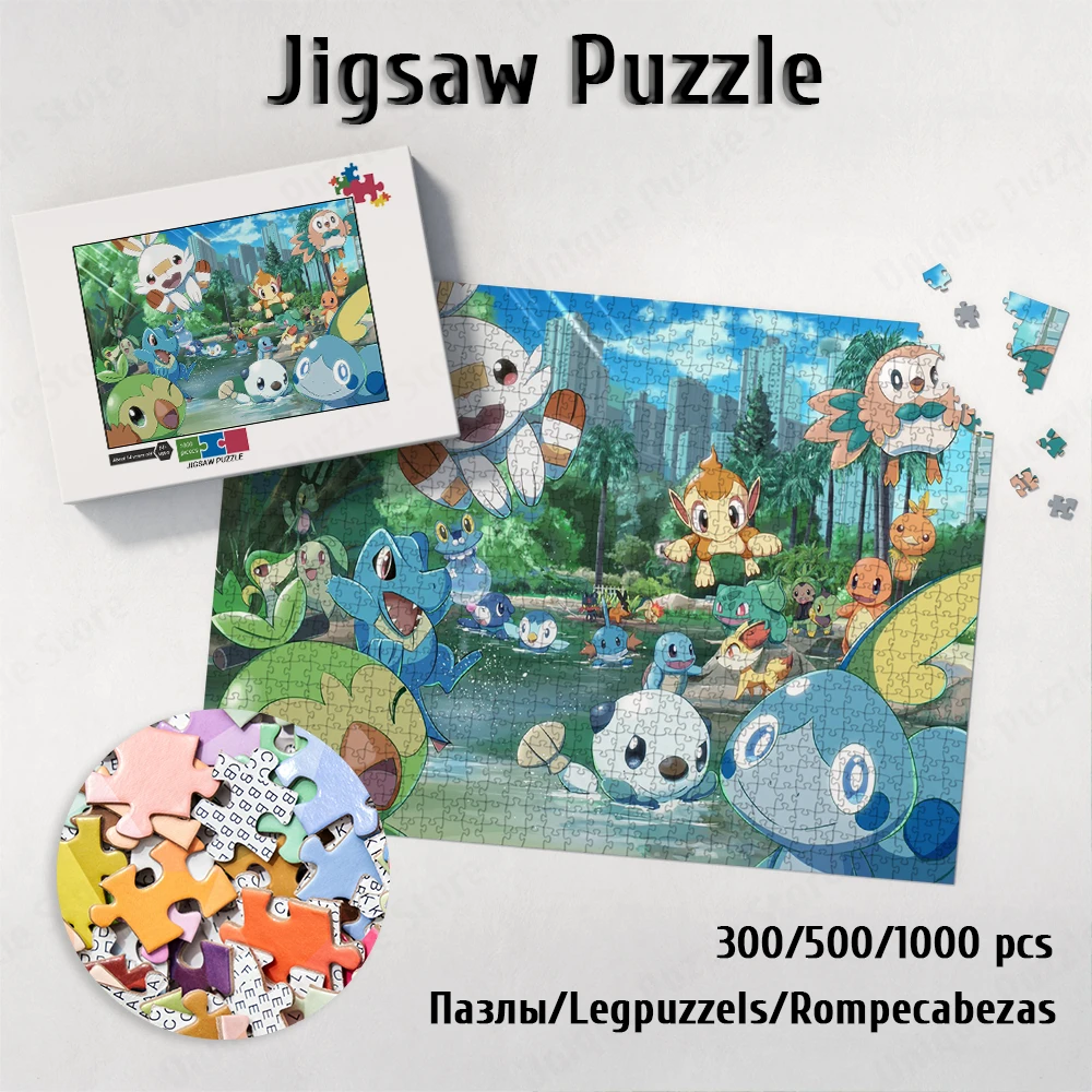 

Takara Tomy 300/500/1000 Pieces Puzzle Japanese Cartoon Educational Toys Pikachu Pokmon Series Jenny Turtle Puzzles for Adults