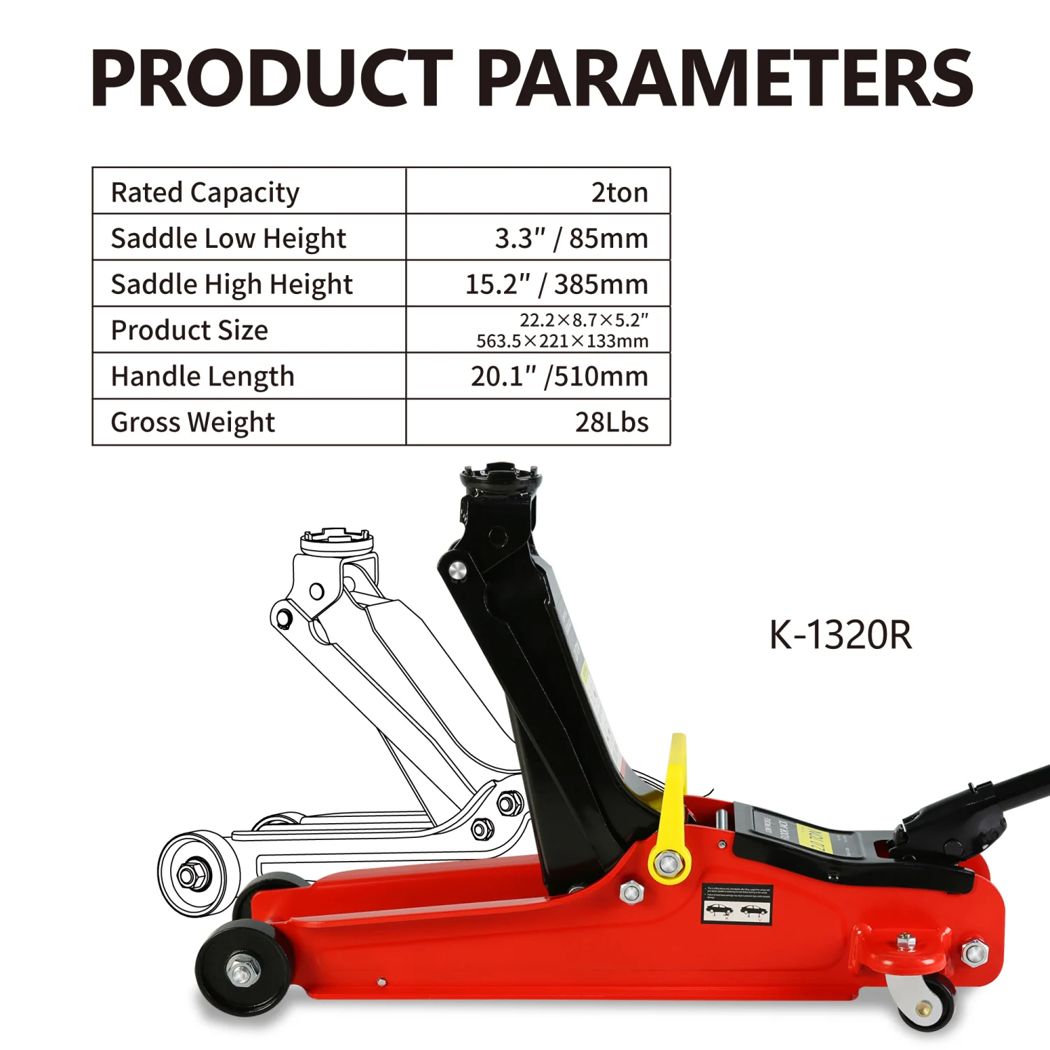 Floor Jack, 2 Ton Low Profile Floor Jack, Heav yDuty Steel Racing Floor Jack with Single Piston QuickLift Pump, Floor Jack Lifti