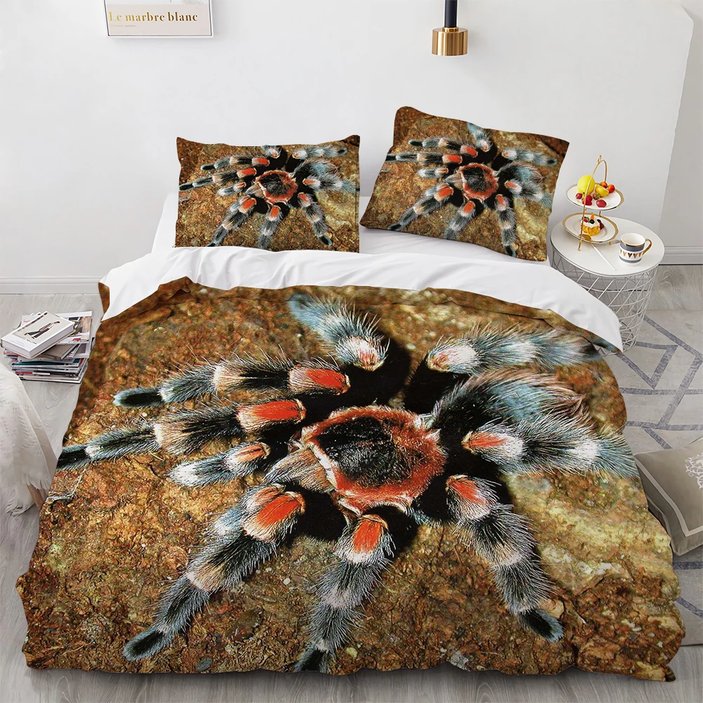 

Tarantula-Full Size Microfiber Bedding Set,3D Print, Black, Brown Spider Comforter Cover Set,Insect Theme,Zipper Duvet Cover Set