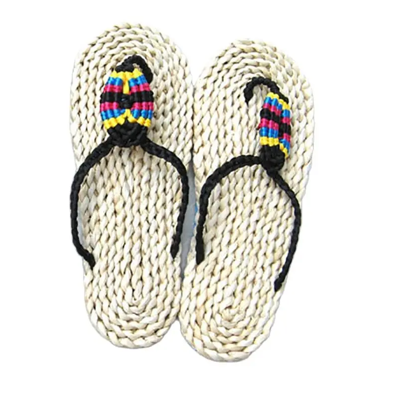2023 Summer Home Colorful Rope Hand-Woven Straw Ladies Sandals And Slippers Creative Fashion Natural Environmental Protection