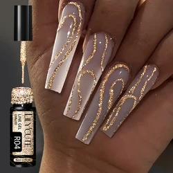 LILYCUTE 5ML Champagne Gold Reflective Glitter Liner Gel Nail Polish Bright Sparkling French Semi Permanent Nail Painting UV Gel